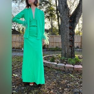 Vintage 1970s Green Two Piece Gown